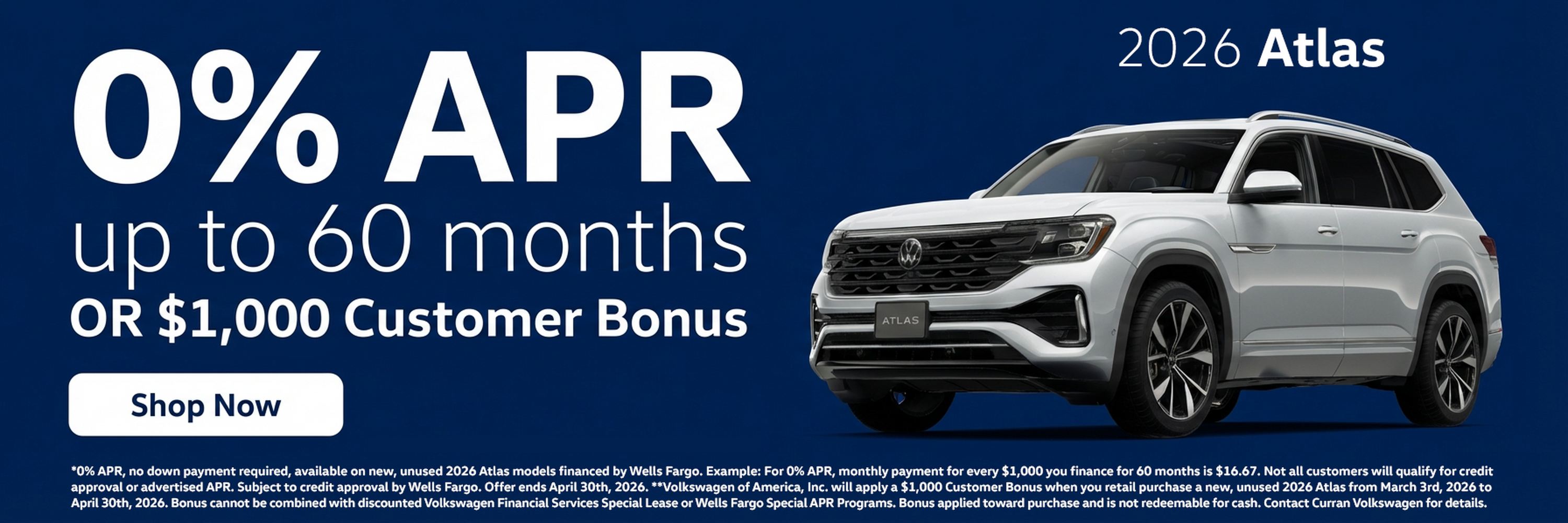 Atlas 0% APR $1000 Bonus